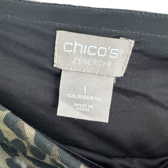 Chico’s Zenergy Cheetah Leggings High Waist Athleisure Travel Olive Size 1 - Picture 4 of 5